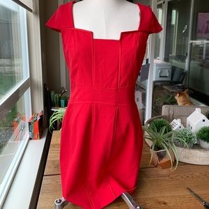 Andrew Marc Jacobs Crimson Cap Sleeve Dress
